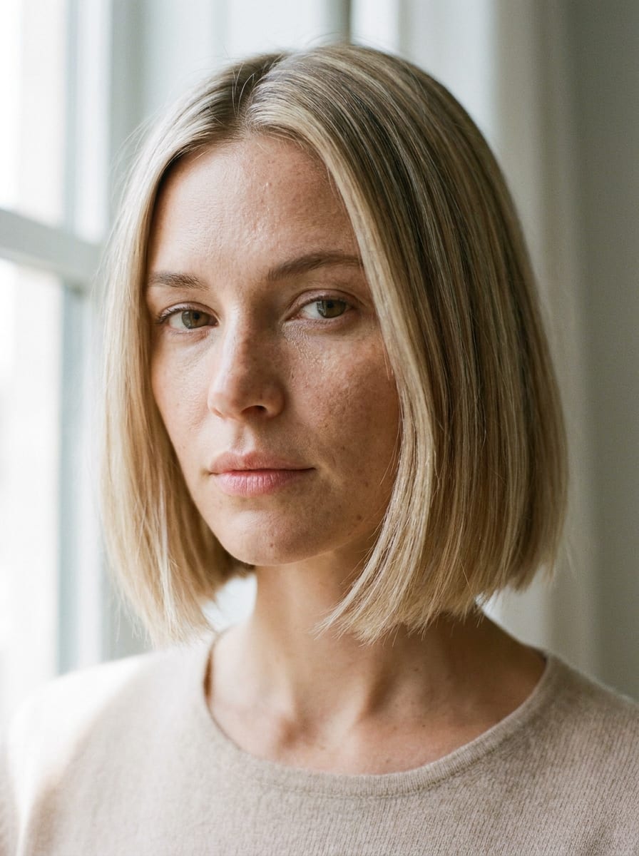Kurzer Bob in Beige Blond - Kurzer blonder Bob